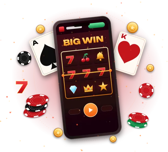 Азино мобайл зеркало - смартфон со слотом, игральные карты и фишки